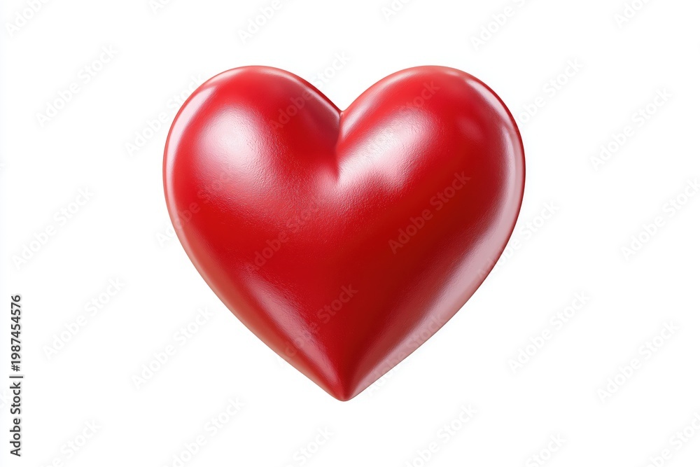 Obraz premium Shiny red heart-shaped ornament on white background
