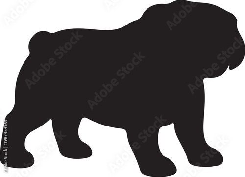 Standing bulldog silhouette vector icon