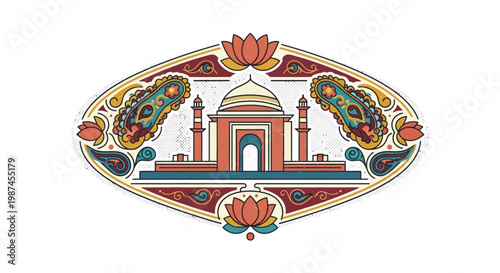 Taj Mahal Architectural Iconic Building Design.