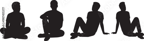 Silhouettes of men sitting in different poses