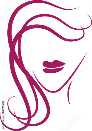 Frauengesicht, Haare, Friseur Logo, Makeup Logo