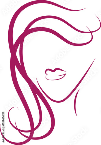 Frau Gesicht Logo, Haare, Friseur Logo, Makeup Logo