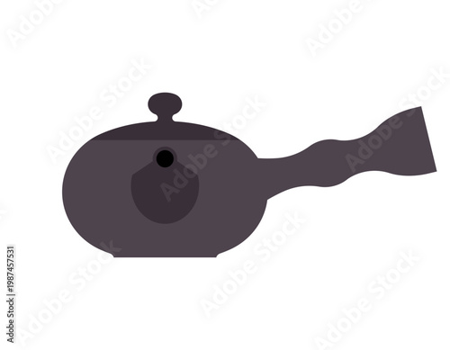 Japanese kyusu teapot. Traditional side handle tea pot, asian tea ceremony utensil. Simplicity vector illustration