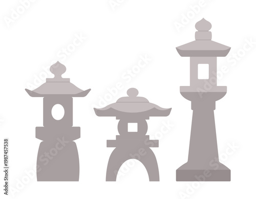 Japanese hokora shrine. Stone houses for Kami spirits. Simplicity vector illustration, isolated.