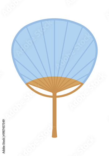 Japanese folding hand fan. Traditional Asian accessory for cooling and decoration. Simplicity vector illustration.