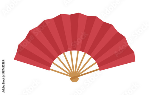 Japanese folding fan traditional asian hand fan red sensu accessory culture symbol stock vector illustration