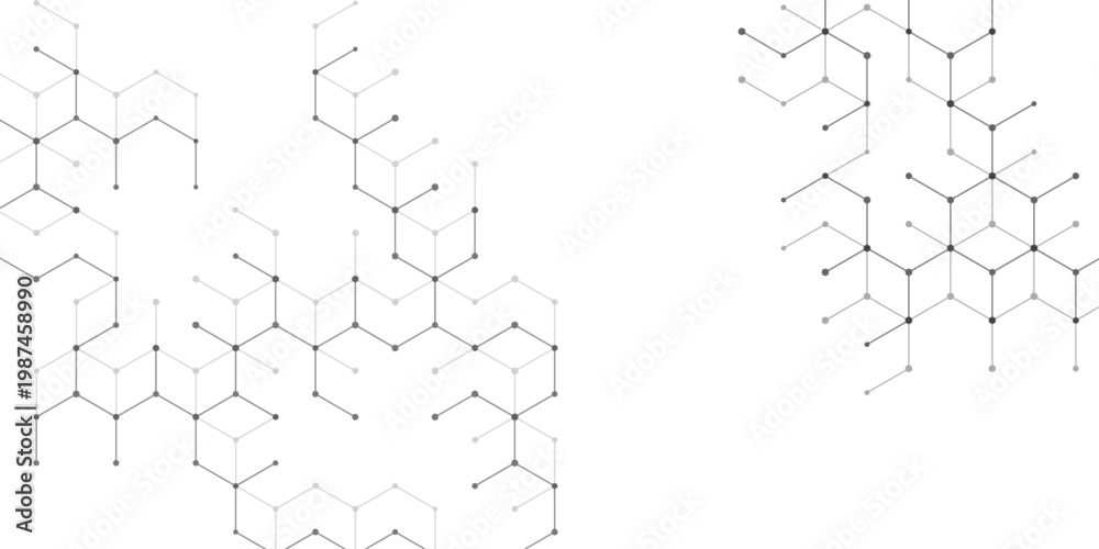 Obraz premium Abstract geometric hexagonal wireframe background with dots. This modern technological network structure provides clean copy space for digital design.