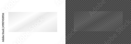 Glossy glass panel with a transparent effect. Rectangular display frame with reflections and glare. Vector illustration isolated on a transparent background.