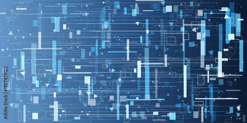 Blue futuristic digital glitch background with intersecting lines. Abstract geometric technology pattern is perfect for modern cyber designs.