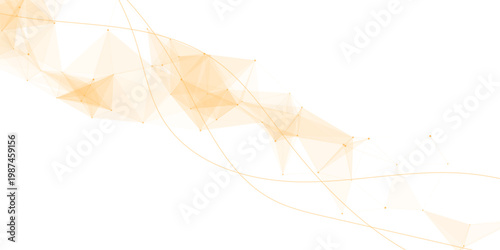 Abstract orange plexus network connection background with glowing lines and triangles. This modern technology vector illustration is ideal for digital science and web design.