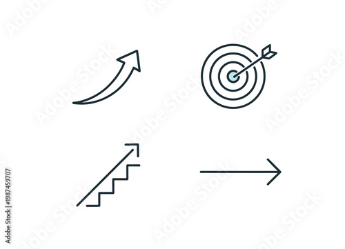 Growth and forward movement concept highlighting progress advancement and strategic direction in personal or business development through clean arrow symbolism, an upward