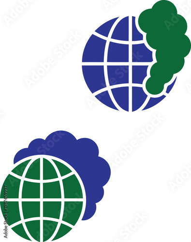 Earth globe with pollution clouds  environmental issues concept  climate change  ecology  sustainable future  green and blue earth