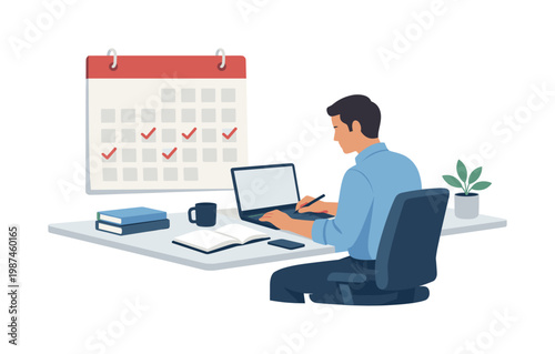 Routine office activity moment where a worker completes regular responsibilities in a consistent manner, highlighting stability, organization, and professional discipline