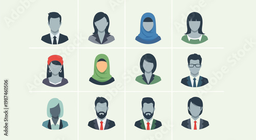 Diverse collection of professional avatar icons representing various individuals and roles.