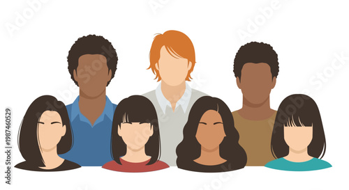 Diverse group of people standing together representing community and unity.