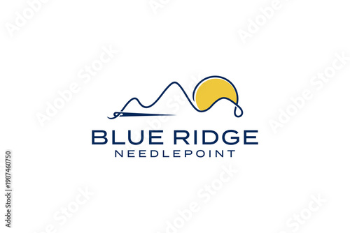 Blue Ridge Needlepoint logo featuring a stylized mountain range and sun.