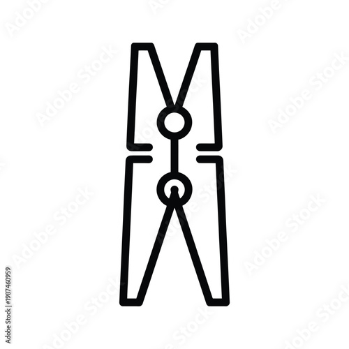 Simple line drawing of a wooden clothespin isolated on white