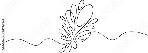 A flowing single line illustration depicting the dynamic energy of a water splash, symbolizing motion, refreshment, and the simple beauty of liquid dynamics and natural movement
