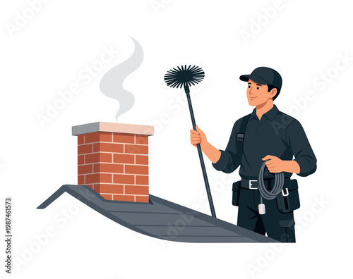 Traditional service and household upkeep concept illustrating the role of skilled workers maintaining essential home systems for comfort and efficiency, visualized with a