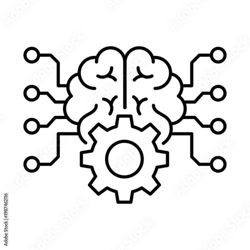 Machine Learning Icon, Representing AI Models and Automated Pattern Recognition for Smart Analysis, Supporting predictive systems, automation, and data science