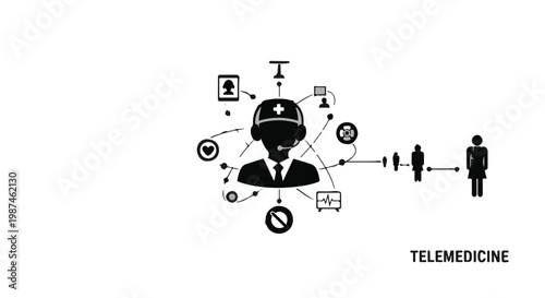 Telemedicine concept with doctor and patient icons connected online