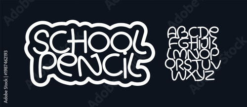 Fun Playful Font Cartoon Logo Alphabet Cool Thin Rounded Letter Set Modern Typography, Creative School Typographic Design for Comics Title Text, Headline. Education Materials Fonts. Vector Typeface