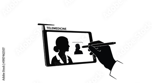Telemedicine online consultation on tablet screen