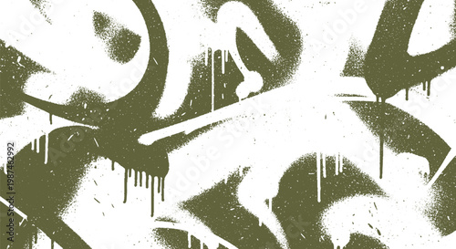 Abstract green and white spray paint graffiti on textured wall with street art graffiti abstract background splatter dripping energetic vandalism scribble industrial contemporary creative