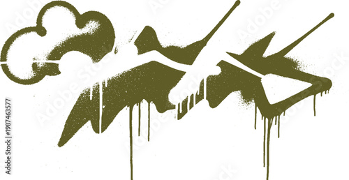 Green graffiti tag spray paint cloud element with drips street art brush stroke hand drawn paint splash grunge background modern background texture background graphic background urban
