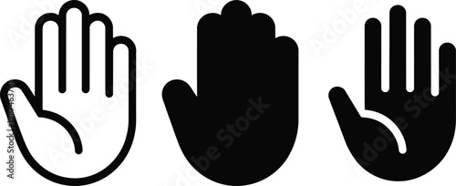 Hand icons set featuring outline filled and silhouette styles in different tones for gesture symbol design modern flat vector