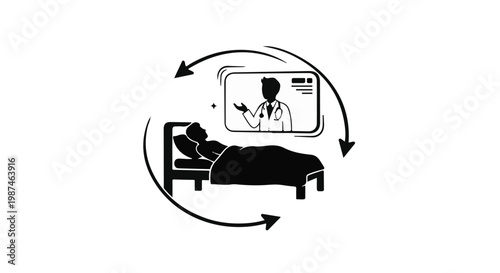 Telemedicine concept with doctor and patient remote consultation