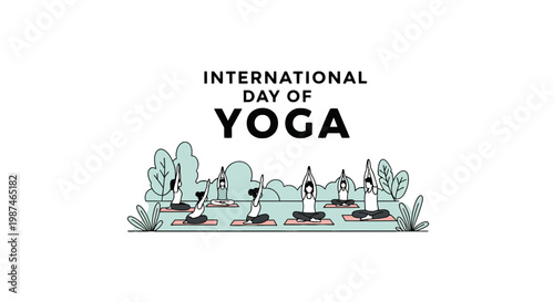 International Day of Yoga People Practicing Outdoors Illustration