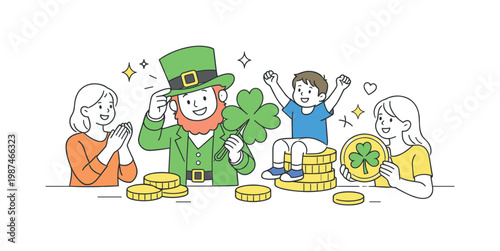 Imagination and storytelling in a creative lifestyle setting where characters represent symbolic ideas of luck and positivity, visualized through a leprechaun figure