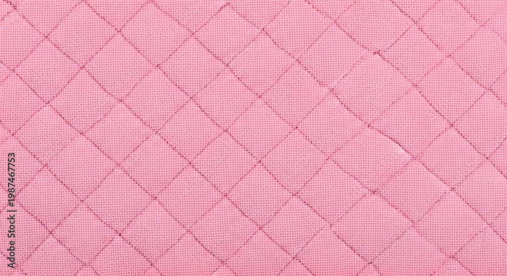 Fototapeta premium Pink quilted fabric with diamond pattern on a clean transparent background