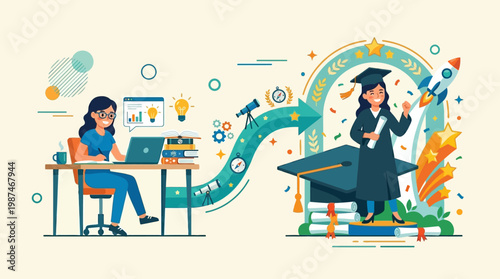 Graduate Woman Holding Diploma Certificate.