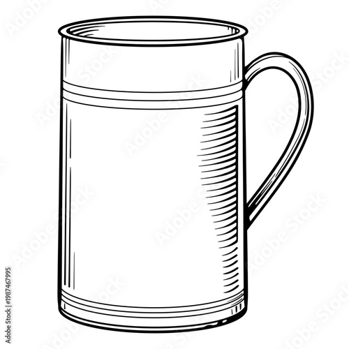 Mug with a handle on a white background. Vector illustration.