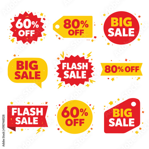 Mega Sale Discount Badge Collection Flat Design