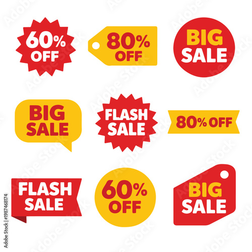 Mega Sale Discount Badge Collection Flat Design