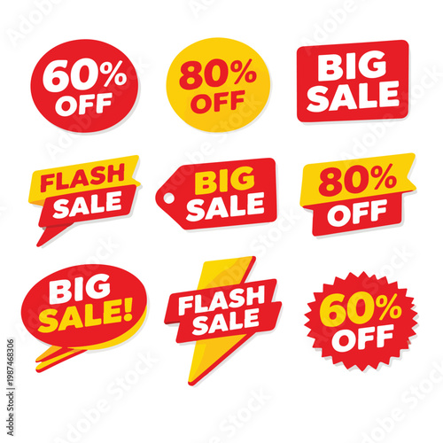 Mega Sale Discount Badge Collection Flat Design
