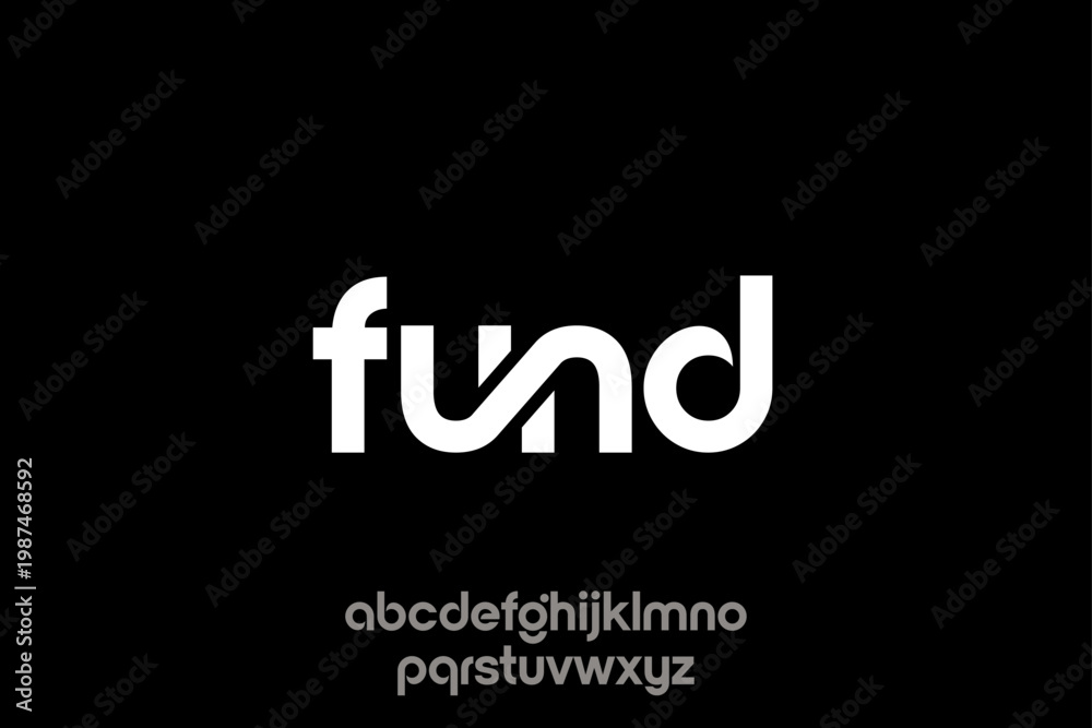 Fototapeta premium Modern minimalist fund wordmark logo with custom lowercase alphabet.