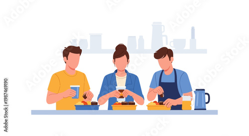 Family Cooking Activity in Modern Kitchen with Children