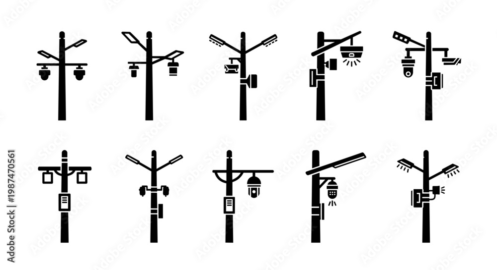 Fototapeta premium A set of various traffic light designs in a vector graphic format