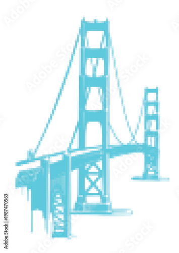 Halftone style illustration of the golden gate bridge in san francisco