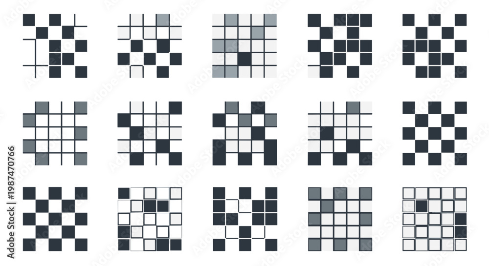 Fototapeta premium A collection of various pixel art designs on a white background