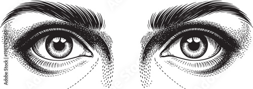 human eyes in stippling dotwork style design