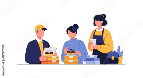 Coffee Shop Employees Preparing Drinks in a Modern Cafe