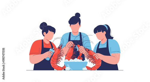Marine Biologists Handling Lobsters in Laboratory