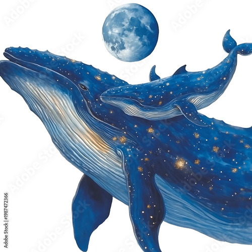 Animal, Whale, Fish, Art, Image for Printing, with White Background, for Stickers, T-shirt Print, Hat, Mug, Flip-flop, Mousepad