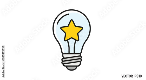 A bright yellow star shines inside a light bulb illustration