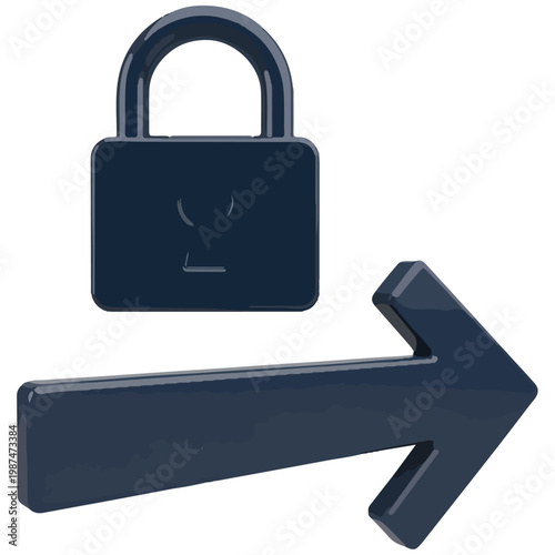 Dark Blue Padlock Directional Arrow Security Vector Icon